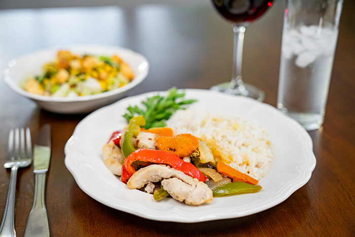 Vegetable Stir Fry with Rice Grilled Chicken Thigh Strips